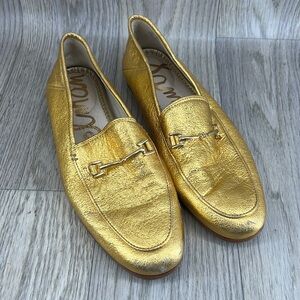 🍁2/$25 🍁 Sam Edelman Gold Crinkle Loraine Bit Loafer